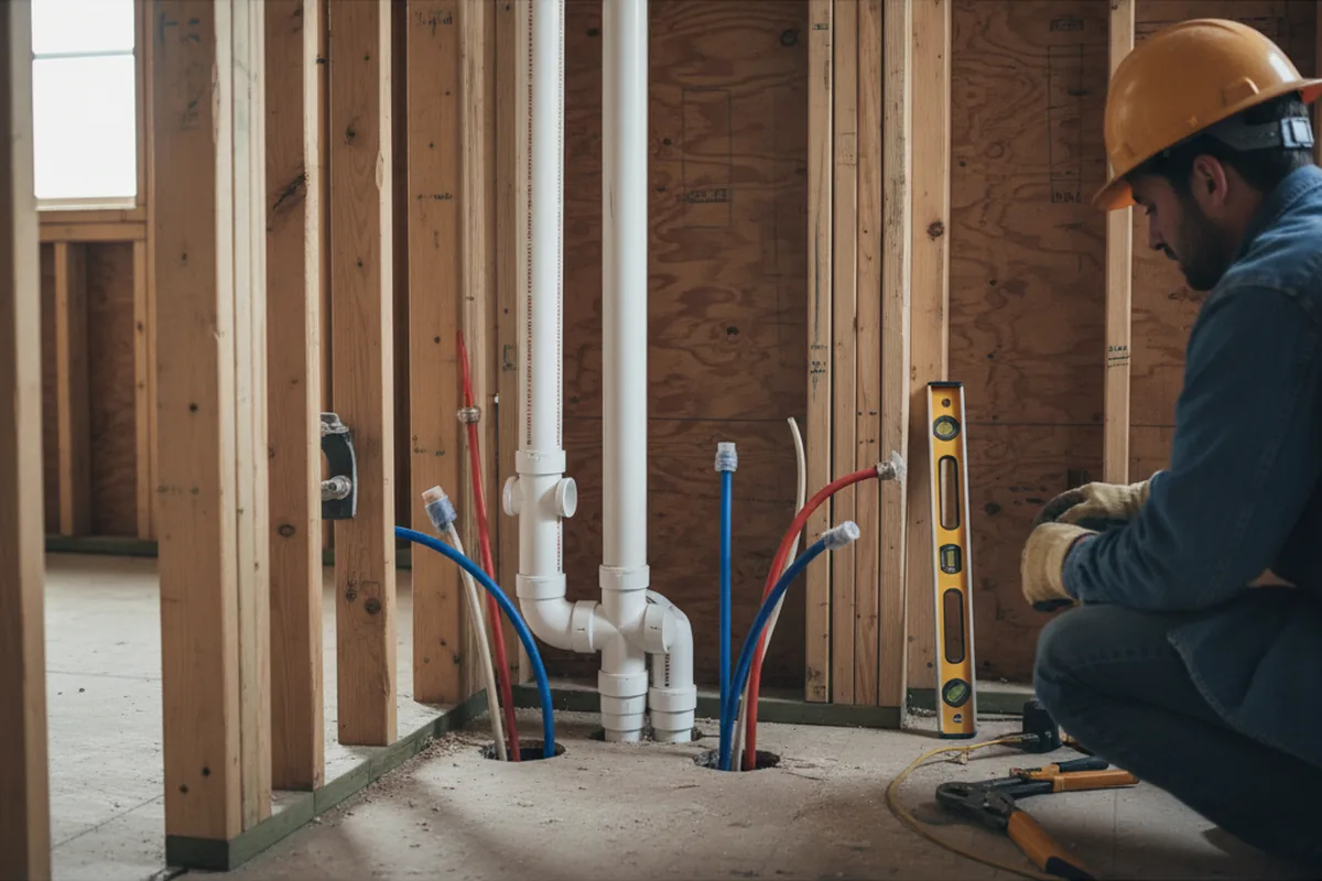 Drain and supply rough-in during Garbage Disposal Repair in Santa Ana