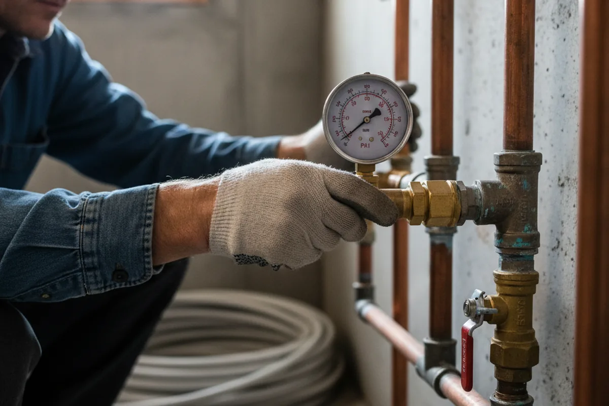 Pressure testing a repaired line during Water Line Repair in Santa Ana